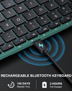 ProtoArc Foldable Bluetooth Keyboard, XK01 Folding Wireless Portable Keyboard with Number Pad, Full-Size Travel Keyboards for Windows iOS Android Tablet Smartphone Laptop PC - Dark Green