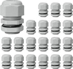 20 Pcs 3/4" NPT Nylon Cable Glands, IP68 Waterproof Adjustable Cord Grip Cable Connector Strain Relief Wire Protectors for 13-18mm Cable Diameter, Grey