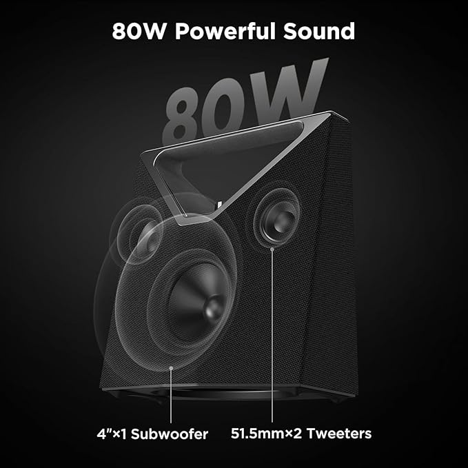 BUGANI Bluetooth Speaker Loud 80W,Waterproof Large Bluetooth Speaker Subwoofer Hi-Res Audio, 12H Playtime Party Outdoor Speakers for Camping,Beach, Gray