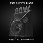 BUGANI Bluetooth Speaker Loud 80W,Waterproof Large Bluetooth Speaker Subwoofer Hi-Res Audio, 12H Playtime Party Outdoor Speakers for Camping,Beach, Gray