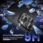 Tensea for iPhone 16 Pro/iPhone 16 Pro Max/iPhone 15 Pro/iPhone 15 Pro Max Camera Lens Protector, Metal Aluminum Alloy Tempered Glass Cover Camera Screen Protector Accessories, Case Friendly Black