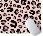 ITNRSIIET Mouse Pad with Stitched Edge Premium Textured Smooth Precise Operation Waterproof Washable Non-Slip Rubber Base Desktop Protection Mat, 10.2×8.3×0.12 inches, Leopard Black Purple