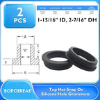 2 Pcs 2-7/16" Drill Hole, 1-15/16" ID Silicone Rubber Grommets for Wiring, Large Top Hat Grommets for Tube Cable, Waterproof L-Shape O-Ring Seal Hose Gasket in Hydroponic Irrigation System
