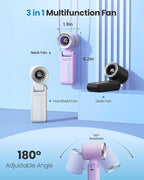 Gaiatop Portable Handheld Mini Fan, 21 Working Hours 6 Speeds, Rechargeable Battery Operated, 180° Foldable with LED Display, Small Desk Personal Fan for Women Gifts Travel, Working- Purple