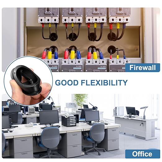 uxcell 4Pcs Cable Cord Grommet, 1-1/8"(28mm) Rubber Desk Grommets Wire Pass Through Hole Cover with Marked Cable Ties for Home Office Cable Wire Protection, Black