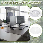 PATIKIL Desk Grommet 2-3/8", 4 Pcs Round Cable Grommet Cord Hole Cover with Adhesive Tape Flexible Table Wire Organizer for Office Home Table Countertop, White