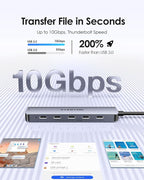 LENTION 6-in-1 USB C Hub Dock with 4K @60HZ HDMI Display, 4 USB-C Ports (USB 3.2 Gen 2, 10 Gbps), PD 100W Charging and for iPhone15 Series, New MacBook Pro, Mac Air, More (CE33, Space Gray)