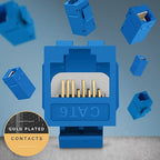 Everest Cat6 RJ45 Keystone Coupler (24-Pack) in Blue - RJ45 Coupler - Cat 6 Couplers - Female to Female Cat6 Keystone Jacks - Ethernet Couplers - Ethernet Cable Extender