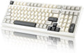 YUNZII YZ98 Gasket Mechanical Keyboard,99 Key Hot Swappable BT5.0/2.4G/USB-C Wireless NKRO 98% 1800 Layout with RGB LED Backlit for Linux/Win/Mac(White, Cocoa Cream V2 Switch)