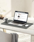 YSAGi Non-Slip Leather Desk Pad, Waterproof Laptop Computer Desk Keyboard Mat, Table Protector Blotter Mat, Large Mouse Pad for Office/Work/Home/Decor(Dark Gray, 23.6" x 13.7")