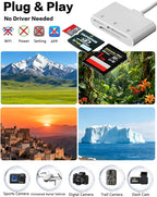XD/TF/SD to iPhone Adapter Reader with USB-C, USB-A, Lightning - 3in1 SD MicroSD xD-Picture Card Reader, OTG Adapter SD Card Adapter for Smartphone/iPhone 17/16/15/14/13/iPad/PC/Android/Macbook/Camera