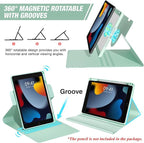 BLUTLOTUS Keyboard Case for iPad 7th/8th/9th Generation 10.2'' 2019/2020/2021, 360° Rotatable Magnetic Keyboard Case with Pencil Holder Groove, 7 Color Backlit Wireless Detachable Keyboard (Sky Blue)