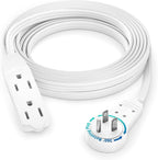 Maximm Cable 12 Ft 360° Rotating Flat Plug Extension Cord, 16/3 AWG Multi 3 Outlet 3-Prong Grounded Wire- White - UL Certified