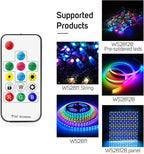 RGBZONE RF 3-PIN LED Controller, RF Wireless Remote Control, DC 5V/12V/24V Mini LED Controller for WS2812 WS2811LED Strip Light (14 Key)