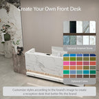 Front Desk Reception Counter - Lockable Storage & Keyboard Tray | Reception Desk with Counter, Customizable Large Counter Table (Grey+White, 92'')