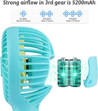 Portable Stroller Fan Personal rechargeable USB Fans With 5200mAh 3 Speeds Battery Small Baby Car Seat Mini Handheld Clip On Fan for Pram Crib Bike Treadmill Outdoor Camping Travel and Student Desk