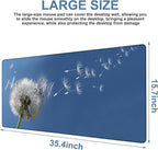 Flying Dandelion Seeds Gaming Mouse Pad 3mm Thick Stitched Edge Waterproof Non-Slip Large Computer Keyboard Mouse Mat,Suitable for Office Entertainment Decorative Desk Pad 35.4 x 15.7 Inches