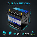 XINGCELL Kim Kirin12.8V 52Ah LiFePO4 Car Battery Group 35/D23 – Lithium Iron Phosphate Deep Cycle Battery with 800CCA High Cranking Power for Start-Stop Cars RV Marine Solar