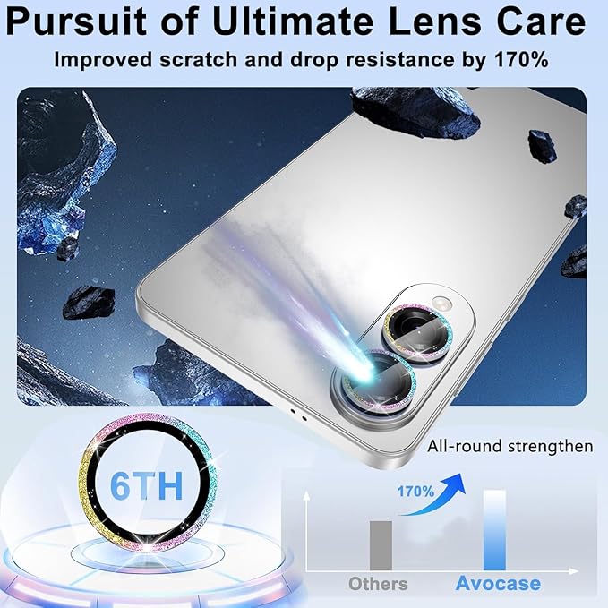 for Samsung Galaxy S25 Edge Camera Lens Protector, Individual Metal Ring Tempered Glass Lens Cover, [Strong Adsorption] Scratch Resistant Ultra-Thin HD Clear Lens Cover, 1 Set-Colorful Sparkly