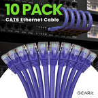 GearIT Cat 6 Ethernet Cable (10-Pack 2 Feet) Cat6 Network Patch, 10Gbps, RJ45, Snagless Cord, Gold-Plated Connectors, Internet for PC, TV, Tablet, Router, Printer, Servers, IT Data Center - Purple