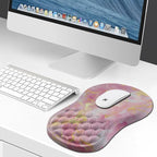 Hokafenle Ergonomic Mouse Pad Wrist Support, Wrist Rest Mousepad for Carpal Tunnel Pain Relief with Integrated Memory Foam Slope Massage Bulge (11.8x7.9 inch,Pink Gold Marble