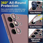 for Samsung Galaxy S22 Ultra Camera Lens Protector, Individual Metal Ring Tempered Glass Lens Cover, [Strong Adsorption] Scratch Resistant Ultra-Thin HD Clear Lens Cover,1 Set-Colorful Sparkly