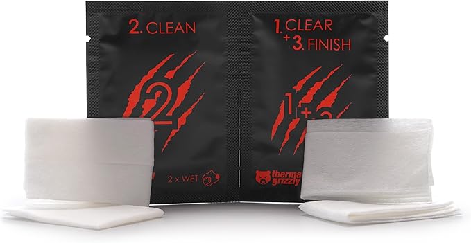 Thermal Grizzly - Duronaut - 6 Gram - Enhanced Durability & High Performance Thermal Paste - for Maximum Conductivity While Overclocking CPU/GPU/PS4/PS5/Xbox with 12 Cleaning Wipes 6 Wet & 6 Dry