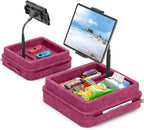 KDD Tablet Pillow Holder - 360°Adjustable iPad Pillow Stand for Lap, Bed and Desk - Gooseneck Tablet Soft Pad Dock with Storage Tray and Pocket Compatible with iPad Pro 12.9, Air Mini, Phone,(Purple)