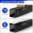 ZhiYo 99in(6X L16.5in) Professional Server Rack Cable Management Raceway, H2in x W2in Cable Raceway Kit, Electrically Safe PVC Open Slot Wire Raceway for Under Desk/Computer/Network Cords, Black