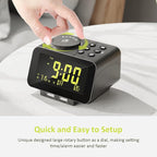 uscce Alarm Clock Radio for Bedroom - 0-100% Dimmer, 2 USB Chargers, Dual Alarm with Weekday/Weekend Mode, FM Radio w/Auto-Off Timer, Battery Backup, Loud Alarm Clock for Heavy Sleeper(Wood Grain)