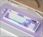 AK980 97Keys Tri-Mode Full Mechanical Keyboard, Gasket-Mounted, Hot-Swappable, 1.14” TFT Smart Display, Bluetooth 5.1/2.4G Wireless/Wired, PBT Keycaps RGB Backlit (Purple, Qingyun Tactile Switch)