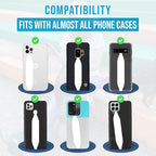 Phone Grip Strap - Pack of 2 Reversible Finger Holder for Phone Back, Customizable Anti-Slip Design, Wireless Charging Compatible Detachable Holder for iPhone - Metallic Silver