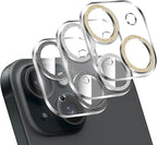 LucBuy 3PCS Sparkling Camera Lens Protector for iPhone 13/iPhone 13 Mini, Full Clear Acrylic Cover with Shiny Colorful Glitter Designed Decoration Back Camera Protector