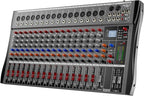 Professional DJ Audio Mixer,NEW BAXS 16 Channel DJ Bluetooth Controller Sound Mixer,USB Interface,16 XLR Mic/Line Input,AUX,FX Processor MP3 Player,+48V Phantom For Karaoke Studio Streaming Recording