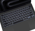 Russian Keyboard Cover Skin for 2024 2023 2022 2021 Apple MacBook Pro 14 A3112 A3401 A3185 A2992 A2918 A2442 A2779, MacBook Pro 16 A3403 A3186 A2991 A2485 A2780 M4 M3 M2 M1 Pro Max Protector-Black