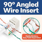 Everest 90° Angled RJ45 Cat5e Keystone Jacks 50-Pack in Light Almond - Slim Profile Female RJ45 Connectors - Cat 5e Keystone Jack - Compatible with 90° Angled Speed Termination Tool - easyJACK