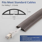 ZhiYo 10ft Cord Covers for Wires on Floor, Cord Hider Floor Hide Extension Cords, Soft PVC Cable Cover Cable Protector, Cable Cavity W0.62in, H0.31in, Gray Oak Wood