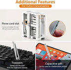 Cell Phone Cleaning Kit, iPhone Cleaning Kit for Charging Port Cleaner Keyboard Cleaning Kit for Airpods/Android/USB C/Earbuds/Laptop/iPad/Camera Lens with Stylus Pen, SIM Tool, Screen Brush (White)