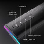 Redragon GS814 Stereo Desktop Speaker, 20W Output, 4 Real Units, BT 5.0/3.5mm AUX, Enhanced Bass, Touch-Control, Dynamic RGB Lighting