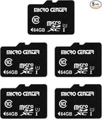 Micro Center 64GB Class 10 MicroSDXC Flash Memory Card with Adapter for Mobile Device Storage Phone, Tablet, Drone & Full HD Video Recording - 80MB/s UHS-I, C10, U1 (5 Pack)