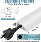 Floor Cord Cover Self Adhesive Cord Hider,10FT Cable Management, Extension Strip Protector for Wires, Prevent Cable Trips for Offices, Gyms, Exhibitions Cavity:0.51"(W) x 0.3"(H) White