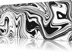 Mouse Pad Large Black and White Fluid Non-Slip Gaming Desk Mat with Stitched Edge Laptop Keyboard Desk Pad for Work Home Gaming (35.4 x 15.7 Inches)