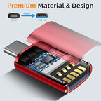 𝟒𝐏𝐚𝐜𝐤 𝐔𝐩𝐠𝐫𝐚𝐝𝐞𝐝 USB to USB C Adapter,USB C Male to USB 3.0 Female OTG Converter for iPhone 16 15 14 13 Plus Pro Max,Apple Watch,Airpods,S24 Ultra, Gender Changers OTG Adapters - Red