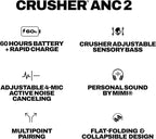 Skullcandy Crusher ANC 2 Wireless Over-Ear Bluetooth Headphones with Multi-Sensory Bass, Active Noise Cancelling, Up to 60 Hours Battery, Microphone for iPhone Android - Realtree Edge Colors Black