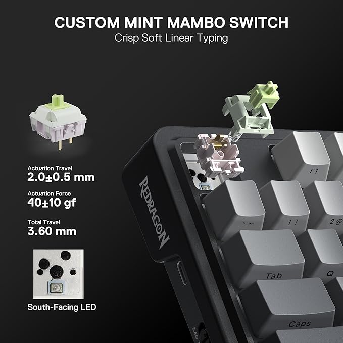 Redragon K743 PRO GB 80% Gasket RGB Gaming Keyboard w/Hype 1.14’’ TFT Screen & Knob, 84 Keys Mechanical Keyboard, 5-Layer Noise Dampening, Hot-Swap South-Facing RGB Socket, Gradient PBT Keycaps