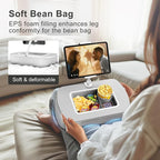 Tablet Stand Pillow with Snack Bowl, iPad Lap Holder for Hands-Free Reading and Relaxation on Bed,Couch,Recliner, 360° Rotating Clip for 4.7-13" Kindle,eBook,Tablet,iPhone (Light Gray)
