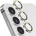 YWXTW Camera Lens Protector for Samsung Galaxy S24 / S23 / S23 Plus, [NOT for S24 Plus] 9H Tempered Glass Metal Individual Ring Camera Screen Protector for S24 Accessories (Gold Glitter)