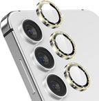 YWXTW Camera Lens Protector for Samsung Galaxy S24 / S23 / S23 Plus, [NOT for S24 Plus] 9H Tempered Glass Metal Individual Ring Camera Screen Protector for S24 Accessories (Gold Glitter)