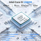 Mini Desktop Computer, Intel Core i5-12450H (Up to 4.40GHz), 16GB DDR4 RAM, 512GB M.2 SSD, Mini PC Supports Triple 4K Display, USB 3.2, Wi-Fi 6, BT 5.2, RJ45 2.5G