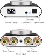 Facmogu M6 200W Mini Bluetooth 5.0 Audio Power Amplifier, 100Wx2 Dual Channel HiFi Stereo Mini Speaker AMP w/Optical/AUX/BT Input, Home Audio Wireless Amplifier Receiver with 24V Power Supply - Black